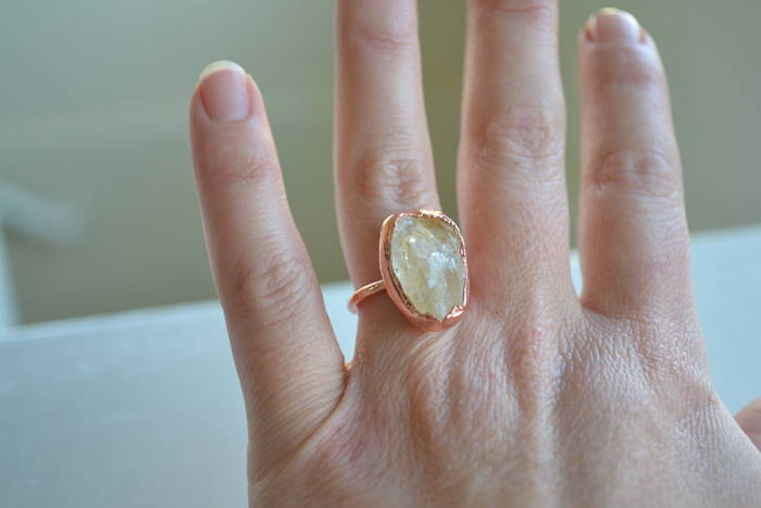 Citrine Raw (Large) Copper Ring – Size 7
