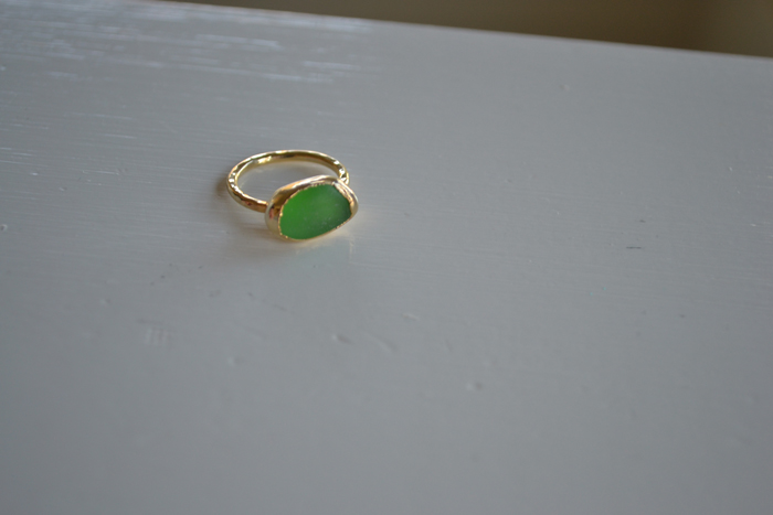 Sea Glass Emerald 18K Gold Ring – Size 5-1/2