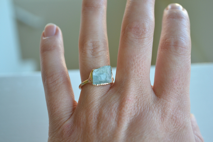 Aquamarine Raw 18K Gold Ring – Size 5-1/2
