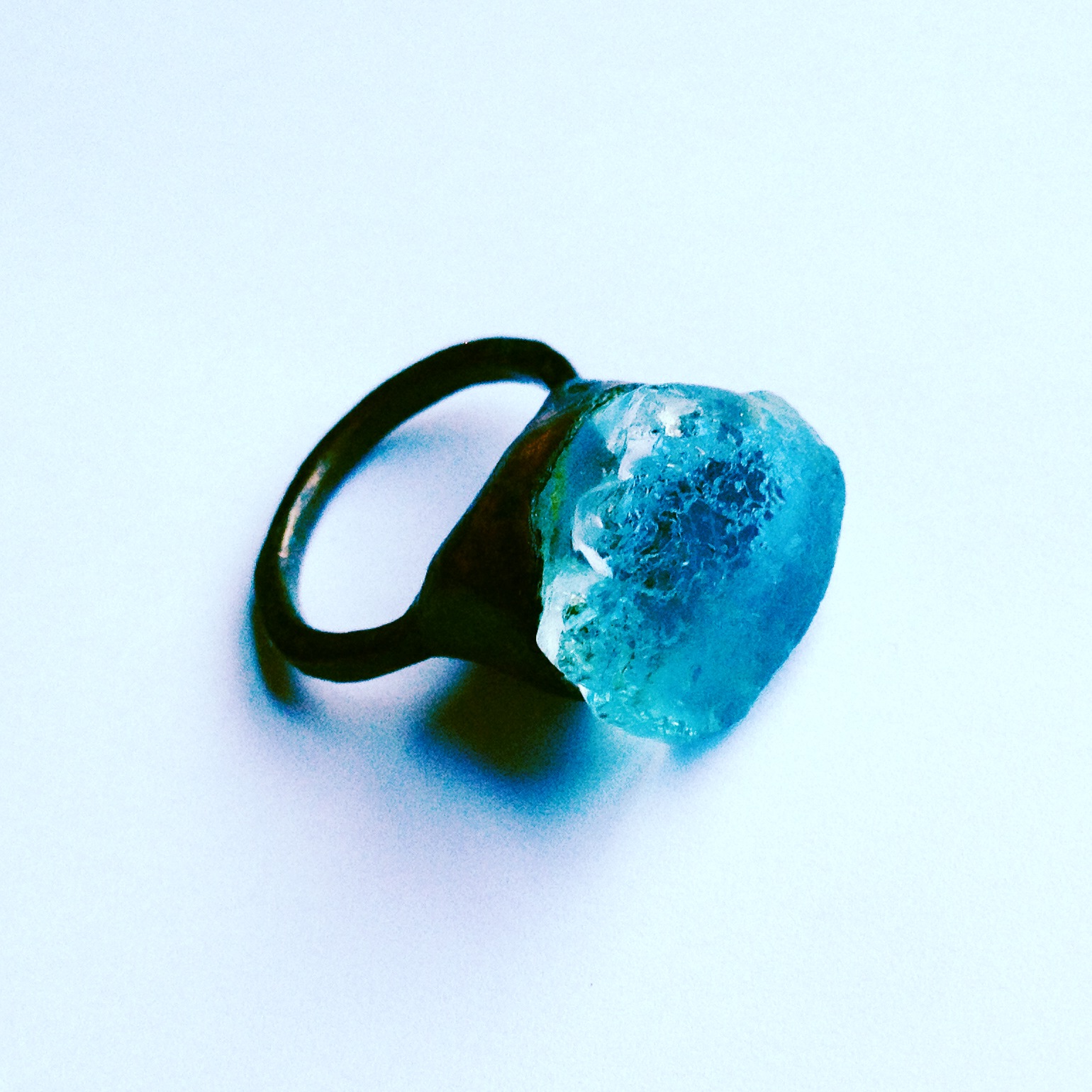 art glass ring electroformed in copper with added patina (size 6)